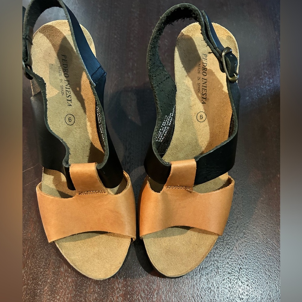 Pedro Miralles Black and Tan Leather Sandals